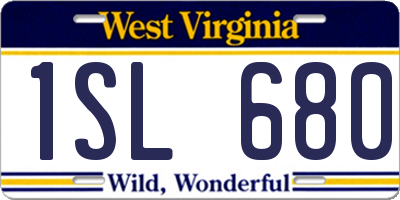 WV license plate 1SL680