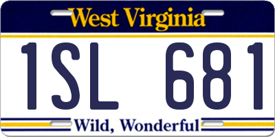 WV license plate 1SL681
