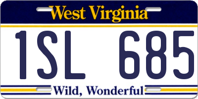 WV license plate 1SL685