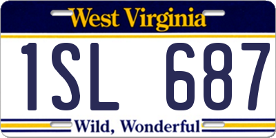 WV license plate 1SL687