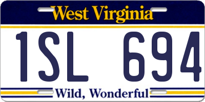 WV license plate 1SL694