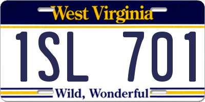 WV license plate 1SL701