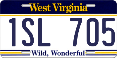 WV license plate 1SL705