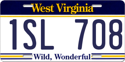 WV license plate 1SL708
