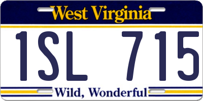 WV license plate 1SL715