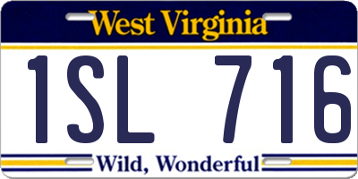 WV license plate 1SL716