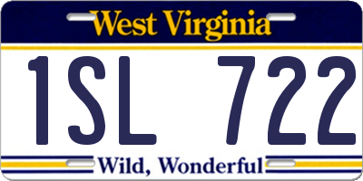 WV license plate 1SL722