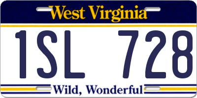 WV license plate 1SL728