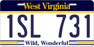 WV license plate 1SL731