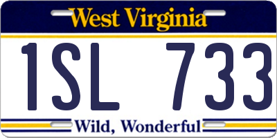 WV license plate 1SL733