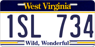 WV license plate 1SL734