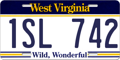 WV license plate 1SL742