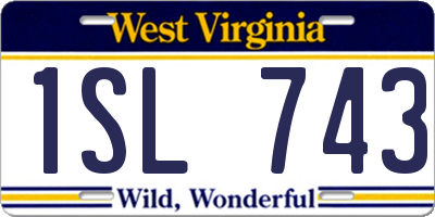 WV license plate 1SL743
