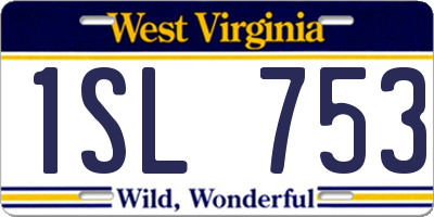 WV license plate 1SL753