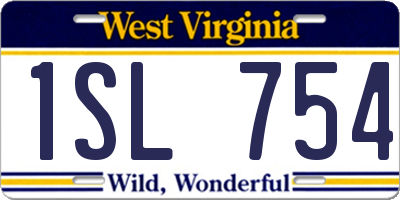 WV license plate 1SL754