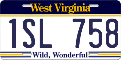 WV license plate 1SL758