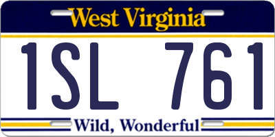 WV license plate 1SL761