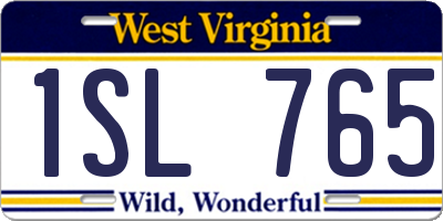 WV license plate 1SL765