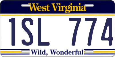 WV license plate 1SL774