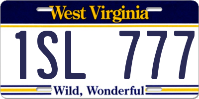 WV license plate 1SL777