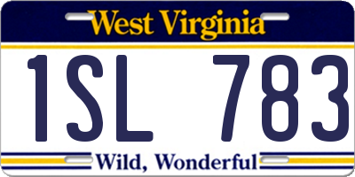 WV license plate 1SL783