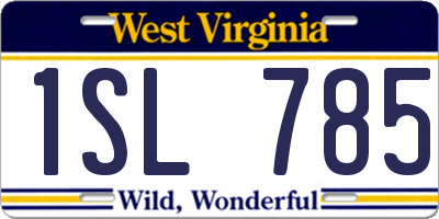 WV license plate 1SL785