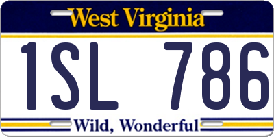 WV license plate 1SL786
