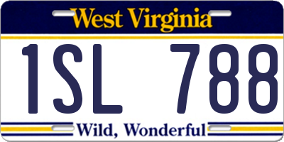 WV license plate 1SL788