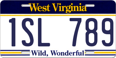 WV license plate 1SL789