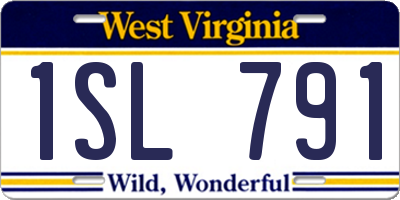 WV license plate 1SL791