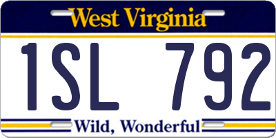 WV license plate 1SL792