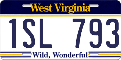WV license plate 1SL793