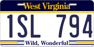 WV license plate 1SL794