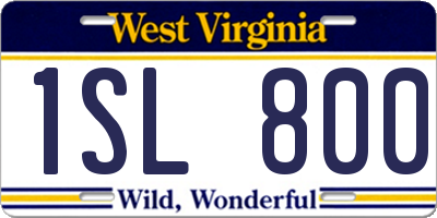 WV license plate 1SL800