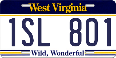 WV license plate 1SL801