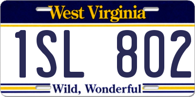 WV license plate 1SL802