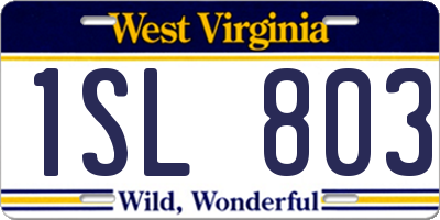 WV license plate 1SL803