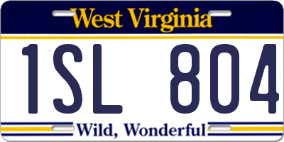 WV license plate 1SL804