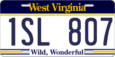 WV license plate 1SL807