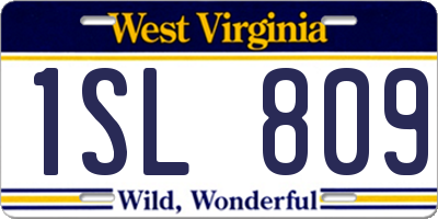 WV license plate 1SL809