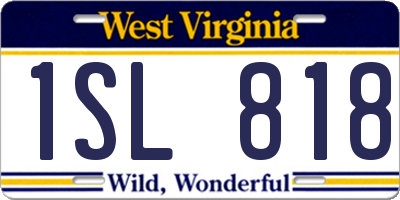 WV license plate 1SL818