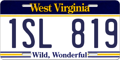 WV license plate 1SL819