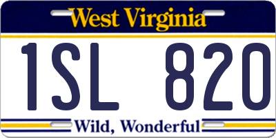 WV license plate 1SL820
