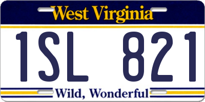 WV license plate 1SL821