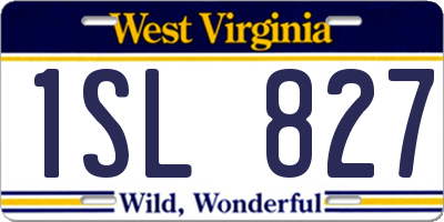WV license plate 1SL827