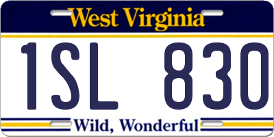 WV license plate 1SL830