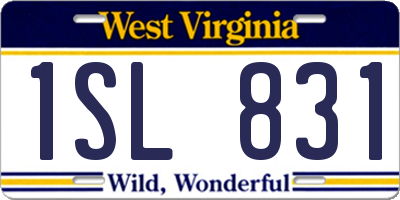 WV license plate 1SL831