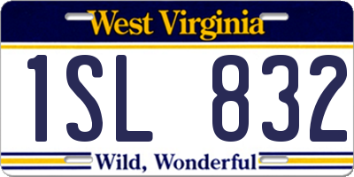 WV license plate 1SL832