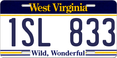 WV license plate 1SL833