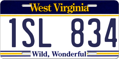 WV license plate 1SL834
